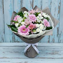 Букет цветов из:  Герберы, Альстромерии и Хризантемы в Лебяжье Курганской области