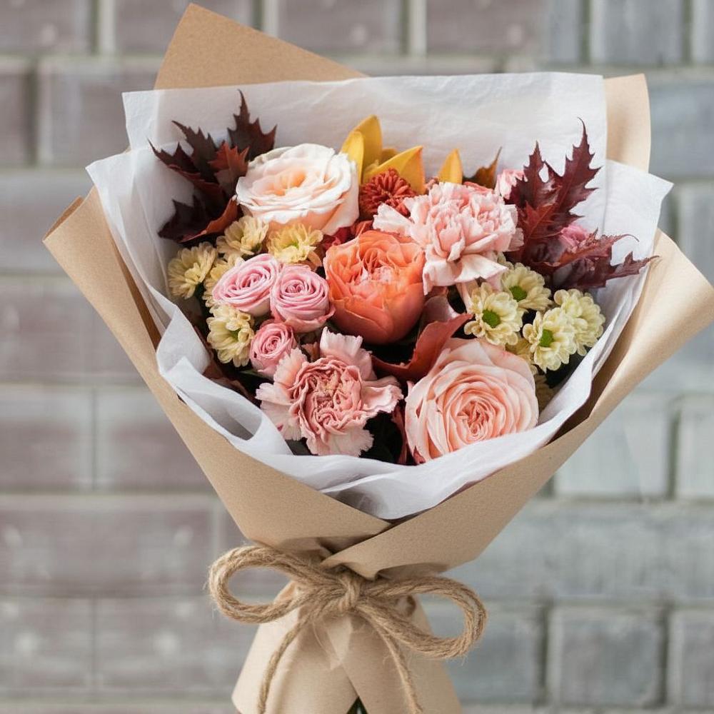 Букет цветов из: Гвоздики, Хризантемы и Розы в Лебяжье Курганской области