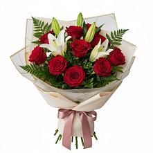 Букет цветов из:  Лилии и Розы в Лебяжье Курганской области