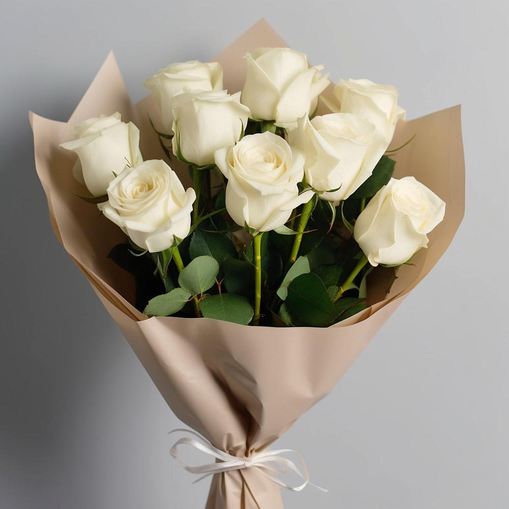 Букет 9 Белых роз Эдлесс Лав в Лебяжье Курганской области