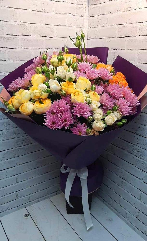 Букет цветов из: Хризантемы и Розы в Лебяжье Курганской области