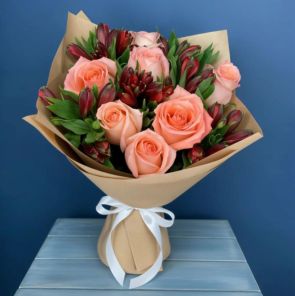 Букет цветов из: Розы и Альстромерии в Лебяжье Курганской области