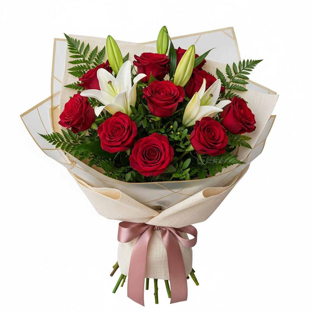 Букет цветов из: Лилии и Розы в Лебяжье Курганской области