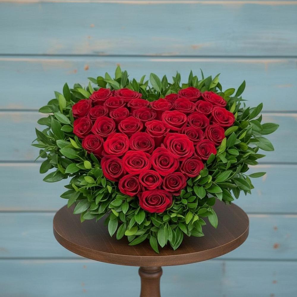 Цветочная композиция из Розы в виде сердца в Лебяжье Курганской области