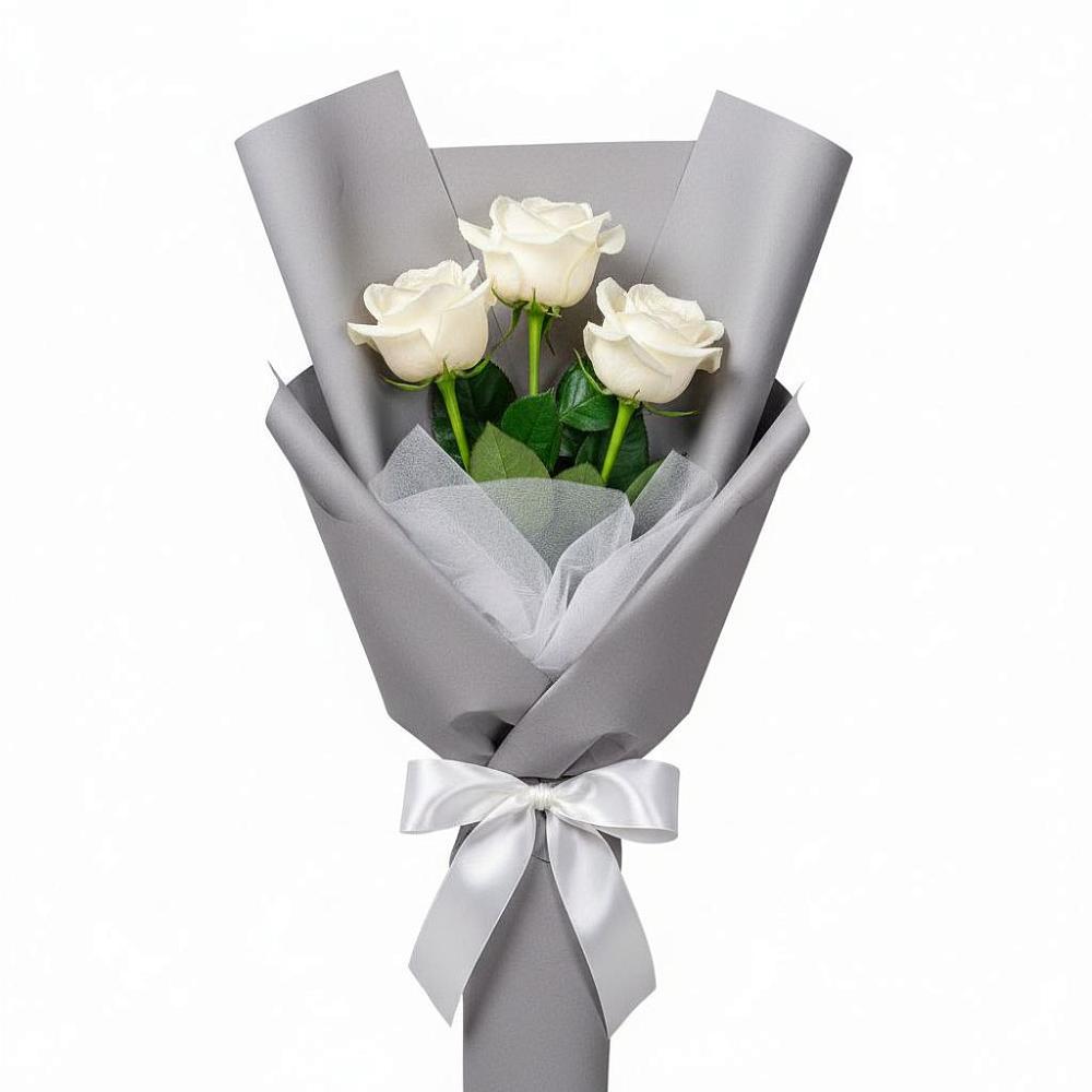 Букет 3 белые розы в Лебяжье Курганской области