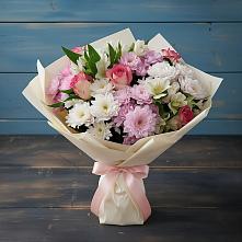 Букет цветов из:  Хризантемы, Альстромерии и Розы в Лебяжье Курганской области