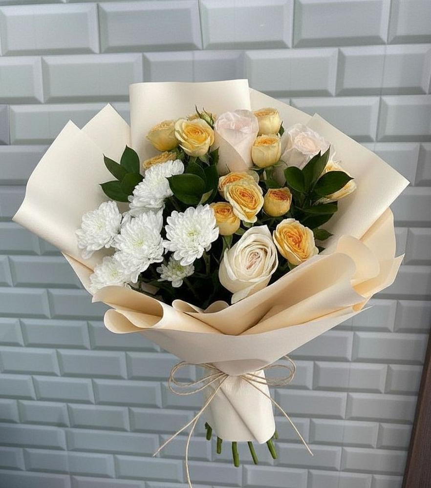 Букет цветов из: Розы и Хризантемы в Лебяжье Курганской области