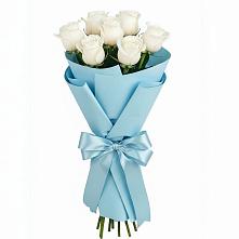 Букет 7 белых роз Проуд в Лебяжье Курганской области