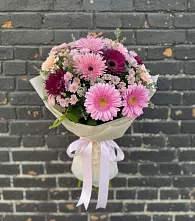 Букет цветов из:  Герберы и Хризантемы в Лебяжье Курганской области