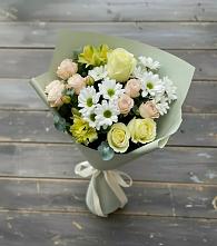 Букет цветов из:  Альстромерии, Розы и Хризантемы в Лебяжье Курганской области