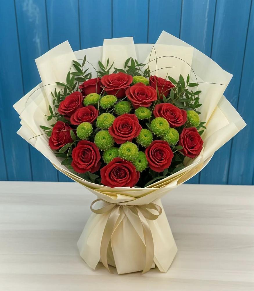 Букет цветов из: Розы и Хризантемы в Лебяжье Курганской области