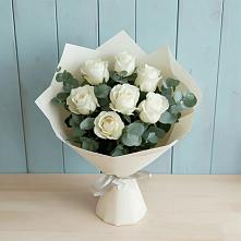 Букет Белые розы в Эвкалипте в Лебяжье Курганской области
