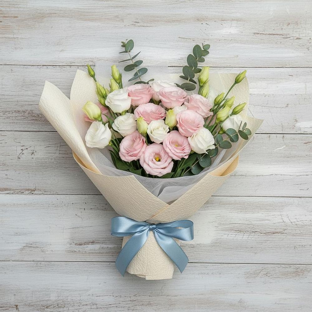 Букет цветов из: Лизиантусы в Лебяжье Курганской области